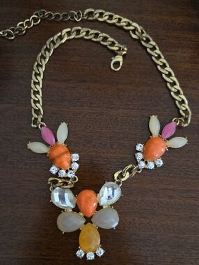 Gold-Tone Orange Multi-Stone Statement Necklace - Women Jewelry